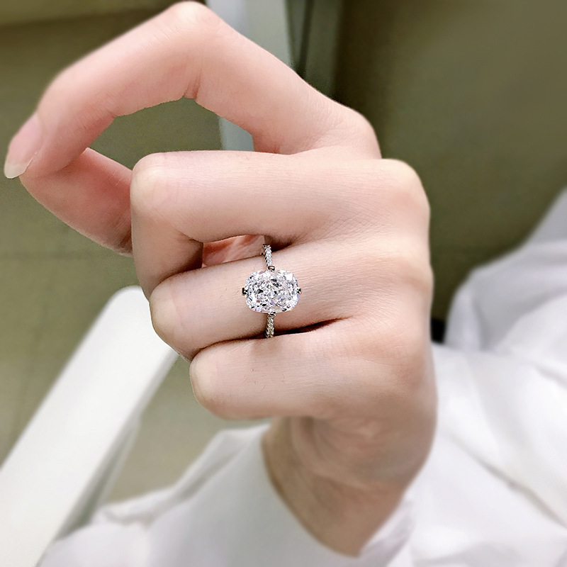 Cushion Cut 3ct Moissanite Diamond Ring 100% Real 925 sterling silver Party Wedding band Rings for Women Engagement Jewelry
