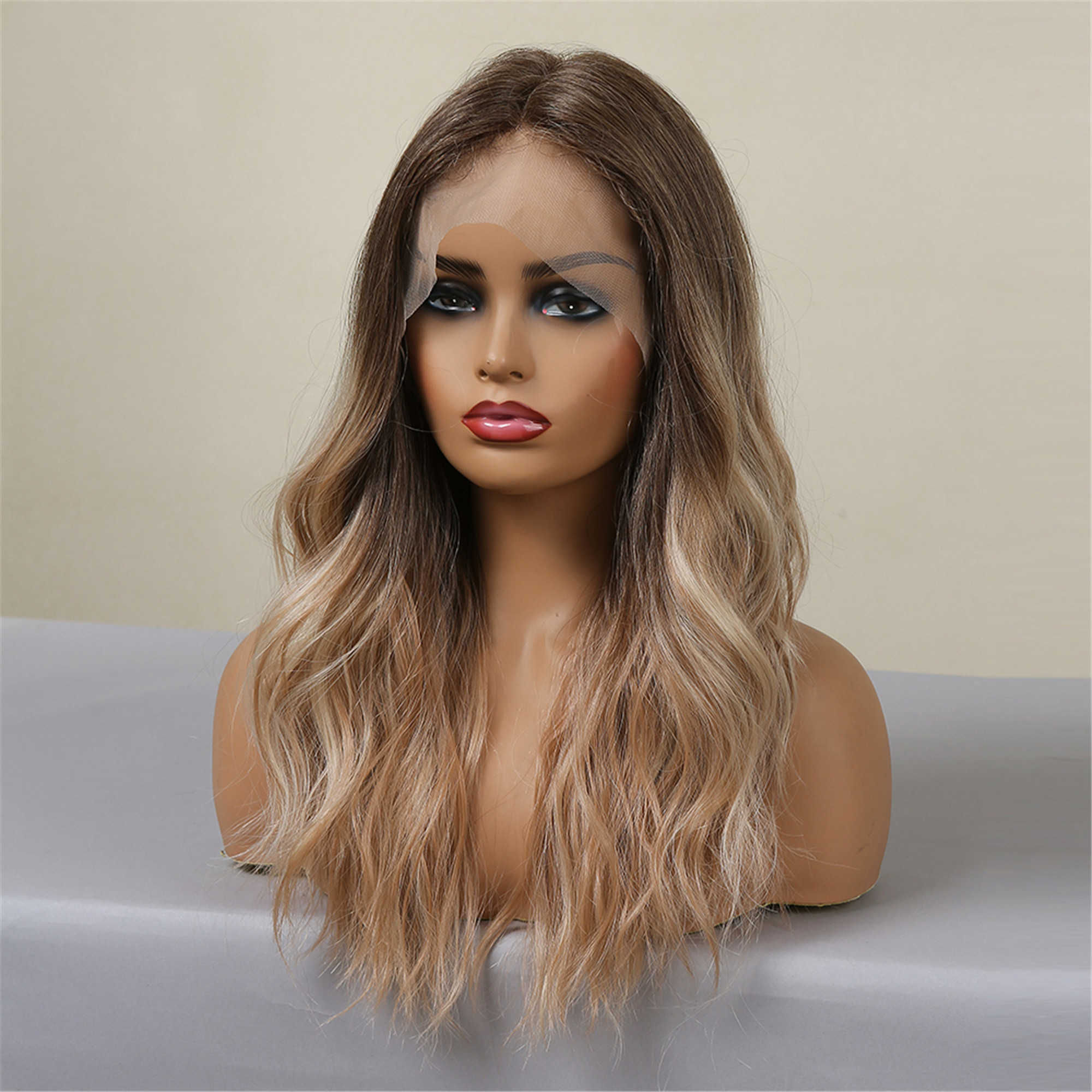 Synthetic Wigs Easihair Ombre Blonde with Highlight Lace Front Wig Long Wavy Natural Synthetic for Women Cosplay Heat Resistant 230227 Hair Wigs