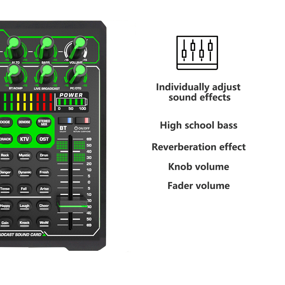New Phone Sound Card Audio Microphone External Sound Card Bluetooth Rechargeable Display Live Broadcast Model Number Origin Type