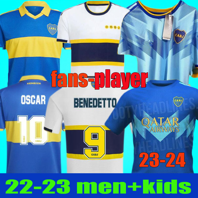 2022 2023 Boca Juniors OSCAR soccer Jerseys fans player version TEVEZ 22 23 24 VILLA SALVIO VARELA MARADONA ROMAN BENEDETTO Third football shirt Men kids kits uniform, 22 23 third player version