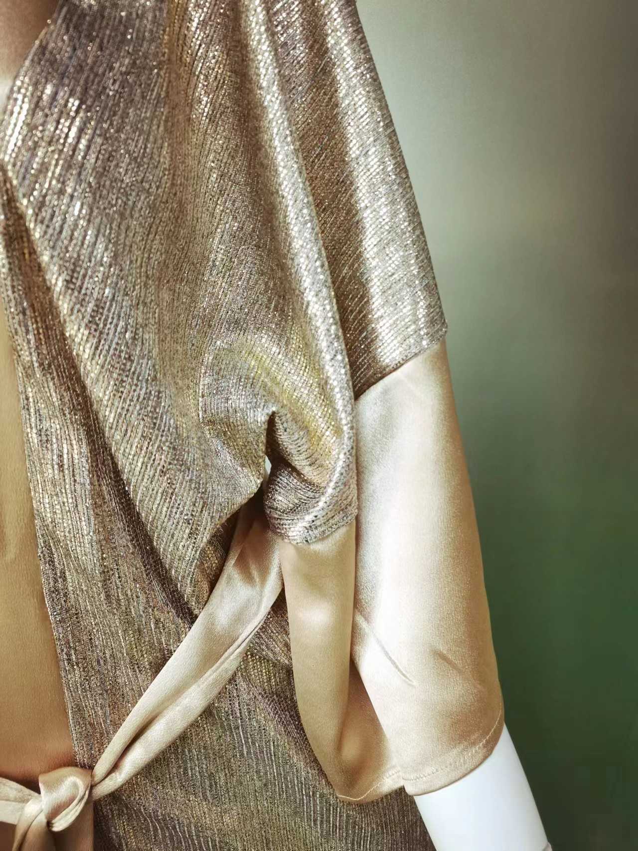 Casual Dresses 2023 Cover Up Women Bohemian Maxi Long Kimono Tunic Cape Beach Dress Fashion Vintage Sequin Sleeve Cardigan Holiday Party Gold W0315