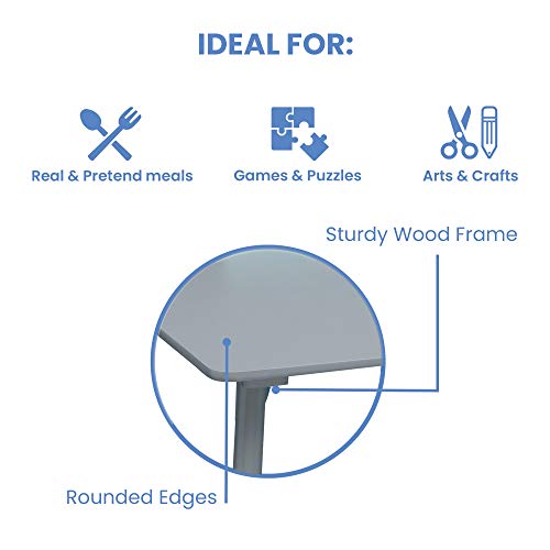 Kids Table and Chair Set 4 Chairs Included Ideal for Arts & Crafts Snack Time Homeschooling Homework & More Greenguard Gold Certified Grey/Blue camp c