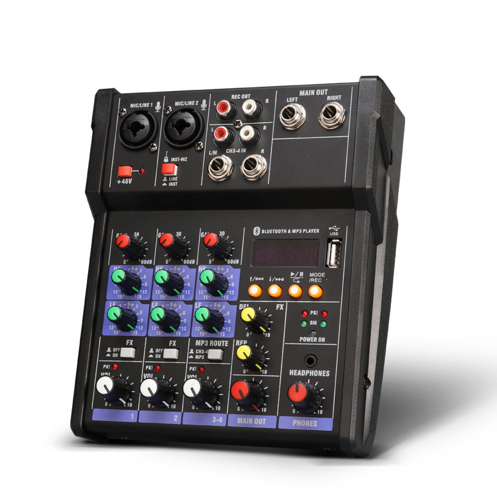 4-channel Professional Portable Mixer Sound Mixing Console Us Interface Computer Input 48v Power Monitor Model Number Type