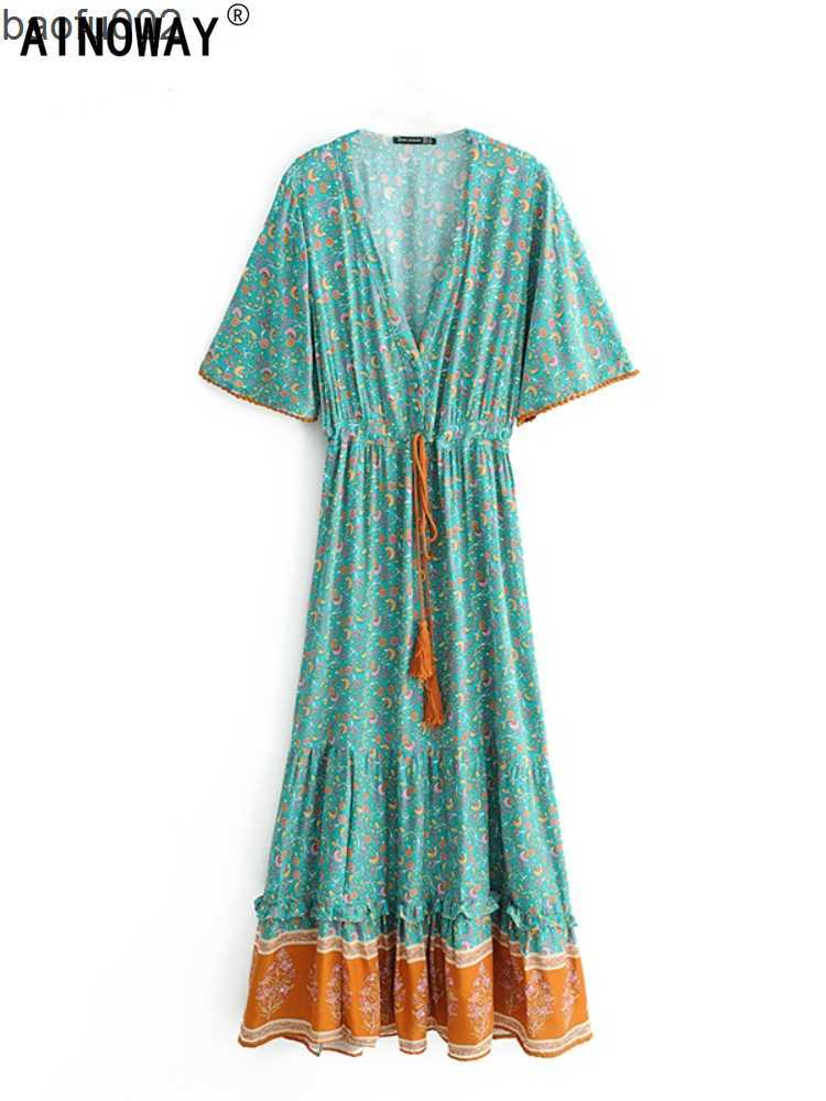Casual Dresses Vintage Chic Fashion Women Floral Print V-neck Rayon Cotton Bohemian Maxi Dresses Ladies V Neck Tassel Summer Beach Boho Dress W0315, Blue
Casual Dresses Vintage Chic Fashion Women Floral Print V-neck Rayon Cotton Bohemian Maxi Dresses Ladies V Neck Tassel Summer Beach Boho Dress W0315, Blue