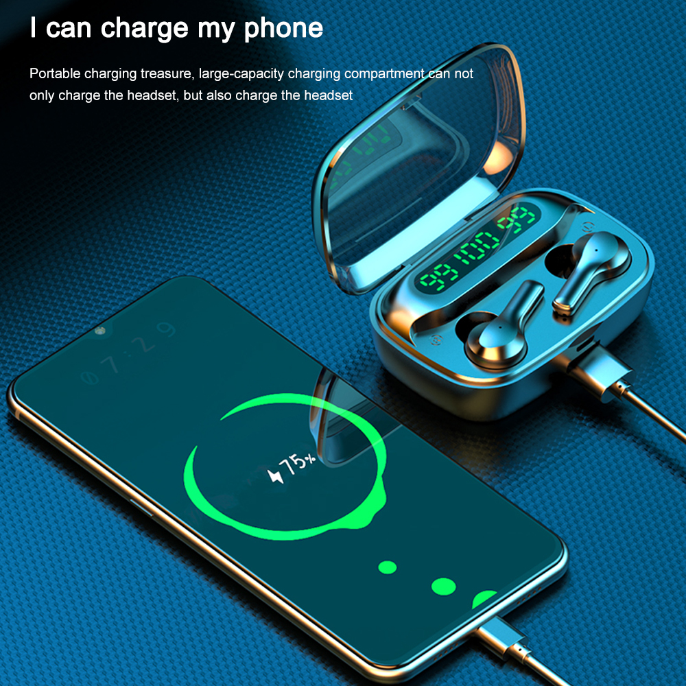 TWS NEW R3 Wireless Bluetooth Headset HIFI Stereo Sports Waterproof Noise Reduction Binaural Fingerprint Touch with Charging Box