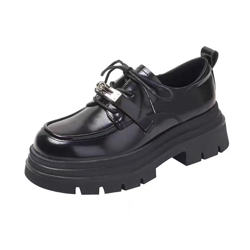 British Style Flat Thick Bottom Shoes Women Genuine Leather Dress Shoes Round Toe Platform Single Shoes Spring Deep Mouth For girls party Boots - view 6