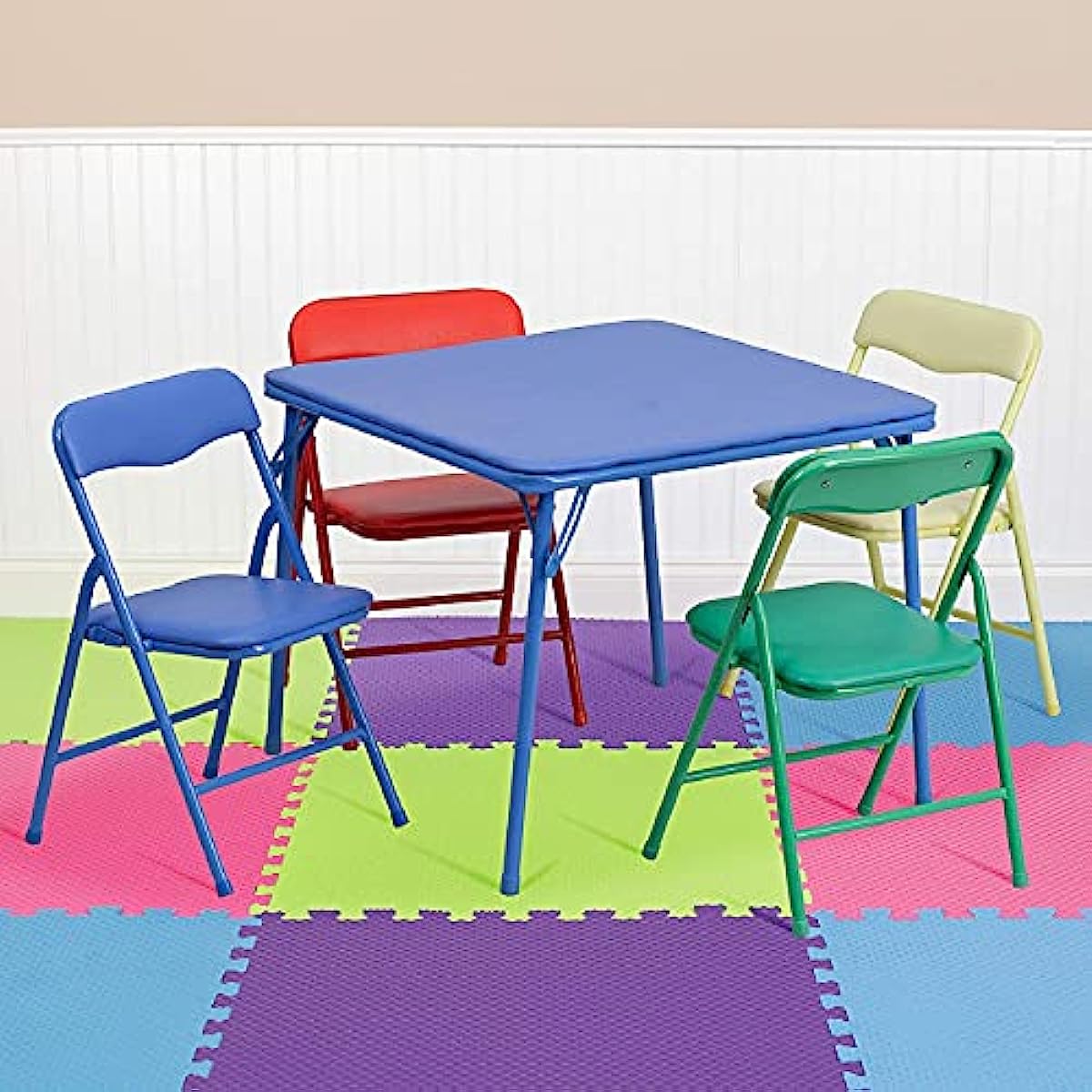 Flash Furniture Kids Colorful 5 Piece Folding Table and Chair Set Blue chub chair
Flash Furniture Kids Colorful 5 Piece Folding Table and Chair Set Blue chub chair