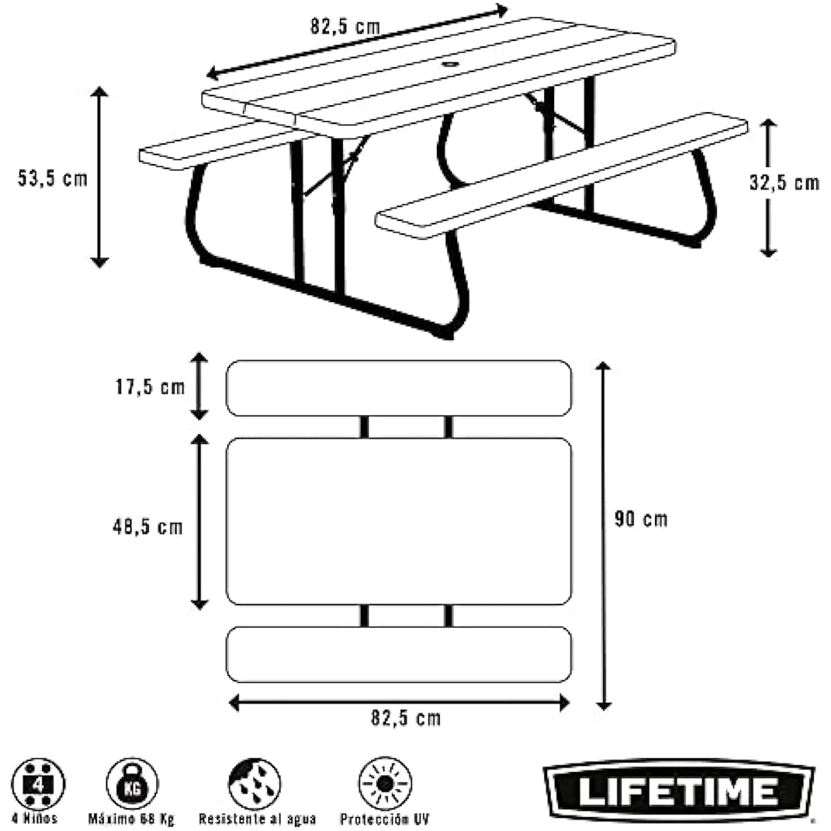Lifetime 280094 Kid s Picnic Table Size 1 Almond korum chair