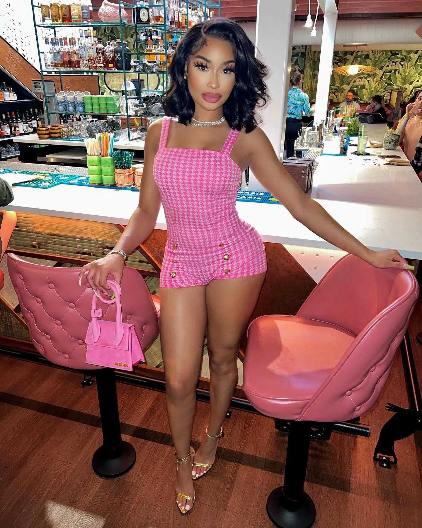 women's summer fashion printed button decorated Jumpsuit Night club dress SEXY DRESSES FOR WOMEN