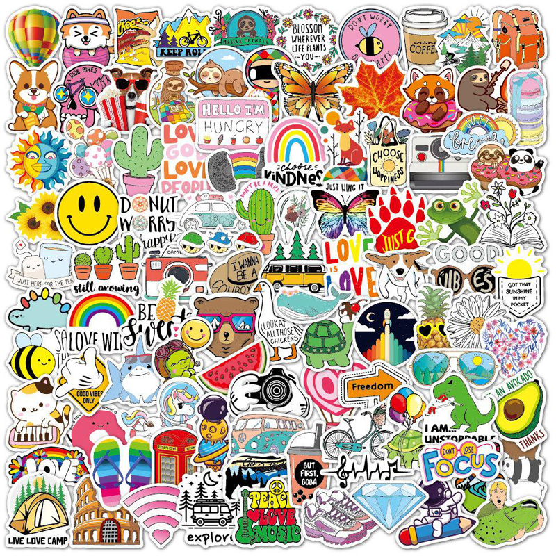 100 PCS of Colorful Cute Aesthetic VSCO Waterproof Stickers Skin Protectors for Laptop Computer Water Bottle and Phone
