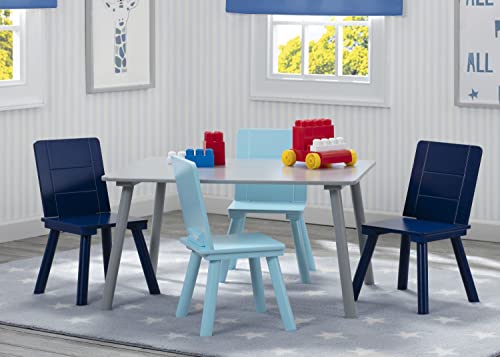 Kids Table and Chair Set 4 Chairs Included Ideal for Arts & Crafts Snack Time Homeschooling Homework & More Greenguard Gold Certified Grey/Blue camp c