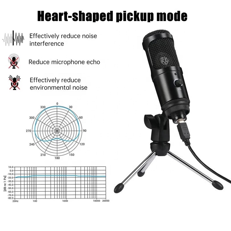 Professional USB Condenser Microphones Micphone for PC Computer Live Laptop Recording Studio Singing Gaming Streaming Mikrofon