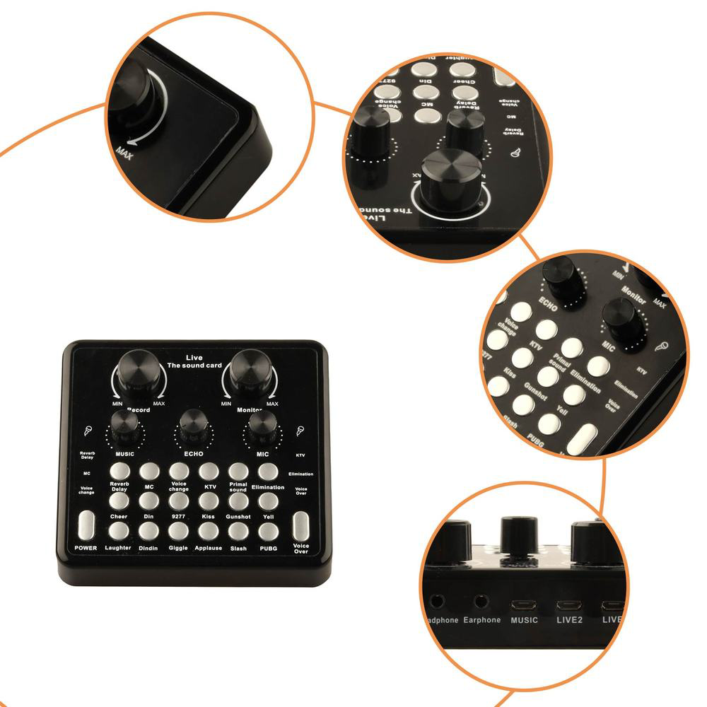 V8 Live Sound Card USB Charging With Music ECHO MIC Function Can Be Connected To Mobile Phone Headset Microphone Computer Tablet