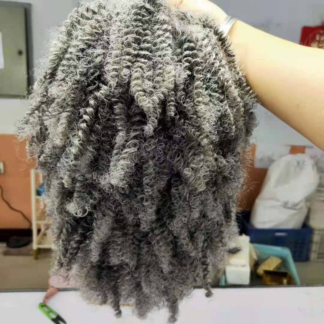 4C afro silver gray grey kinky ponytail extensions in clips long wraps drawstring coily curly clip in pony tail extention hairpiece 1pcs 140g 18inch