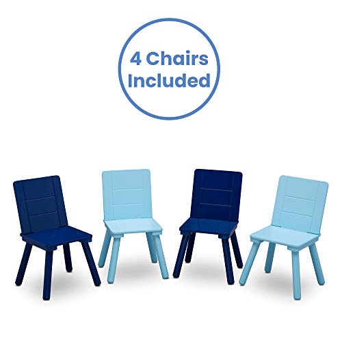 Kids Table and Chair Set 4 Chairs Included Ideal for Arts & Crafts Snack Time Homeschooling Homework & More Greenguard Gold Certified Grey/Blue camp c