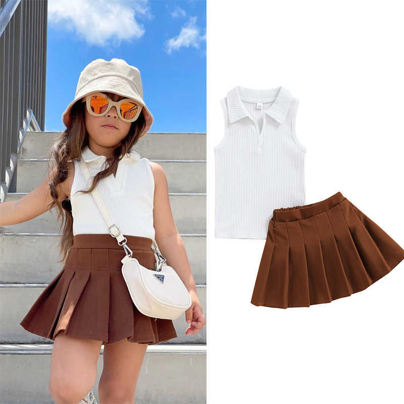 Clothing Sets Y Kids Girls Summer Clothes Sets Fashion Baby Solid Color Sleeveless Tops Pleated Skirts Children Sweet Outfits P
Clothing Sets Y Kids Girls Summer Clothes Sets Fashion Baby Solid Color Sleeveless Tops Pleated Skirts Children Sweet Outfits P