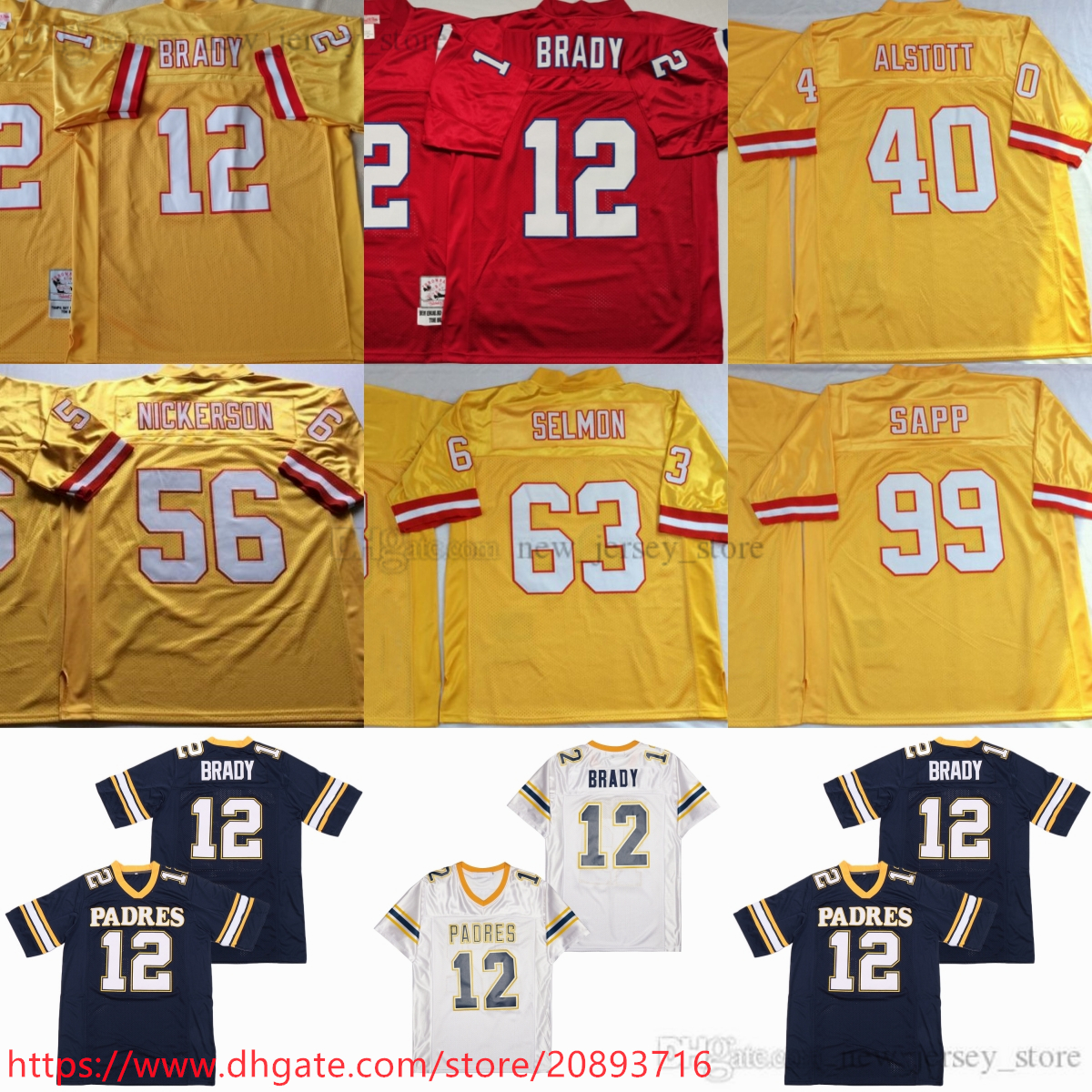 Mitchell and Ness Vintage Football 12 Tom Brady Jerseys Retro Stitched 99 Warren Sapp 56 Hardy Nickerson 63 Lee Roy Selmon 40 Mike Alstott Jersey College Yellow, Aspicture (with team name)
Mitchell and Ness Vintage Football 12 Tom Brady Jerseys Retro Stitched 99 Warren Sapp 56 Hardy Nickerson 63 Lee Roy Selmon 40 Mike Alstott Jersey College Yellow, Aspicture (with team name)