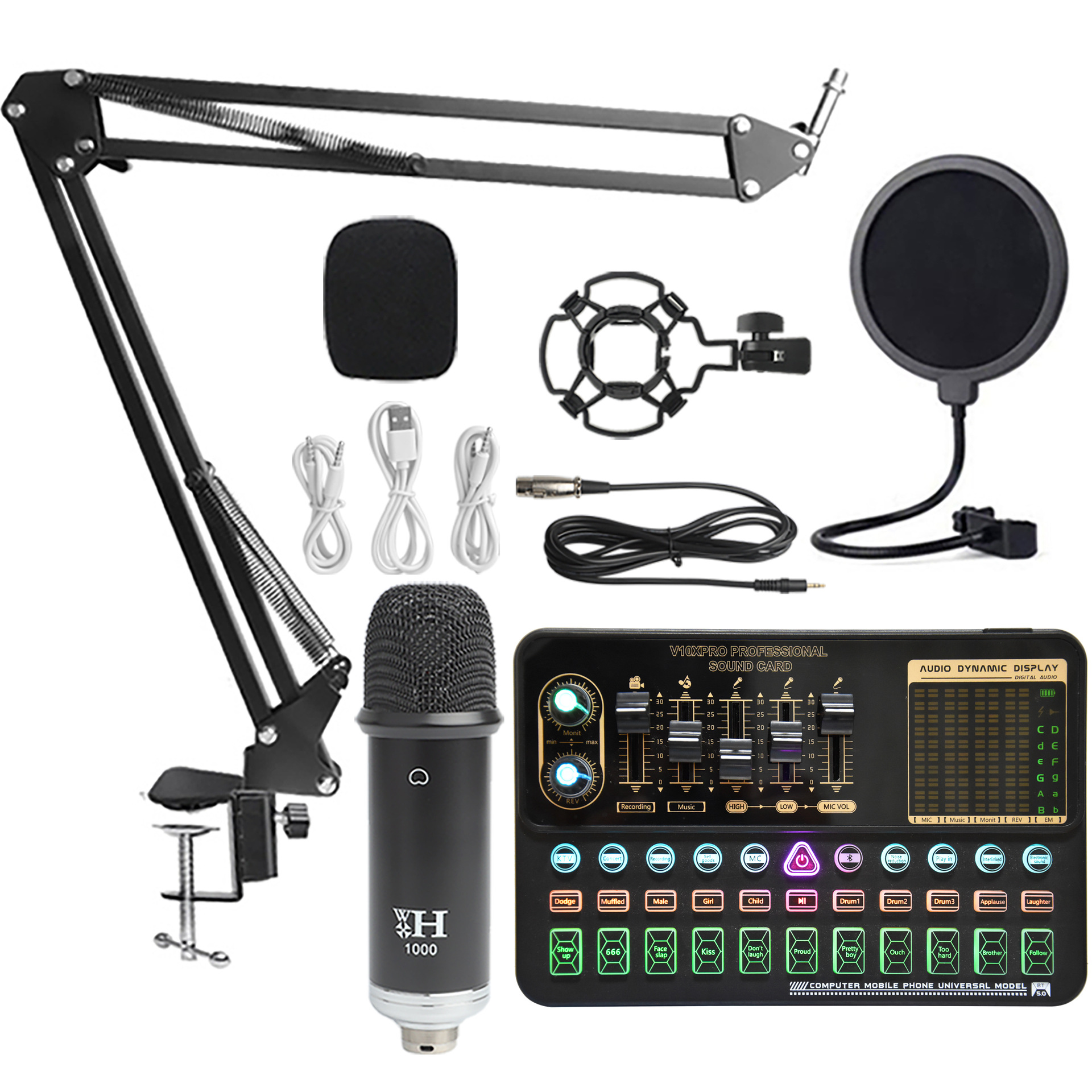 Multi-sound Live Sound Card K-song TIKTOK Net Anchor Set Bracket Equipment Red Model Number Origin Certification Type