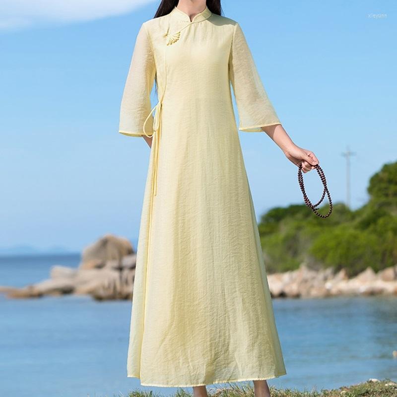 Ethnic Clothing 2023 Spring Linen Mandarin Collar Loose Solid Color Long Vintage Dress Cheongsam Traditional Chinese Qipao 12033
Ethnic Clothing 2023 Spring Linen Mandarin Collar Loose Solid Color Long Vintage Dress Cheongsam Traditional Chinese Qipao 12033