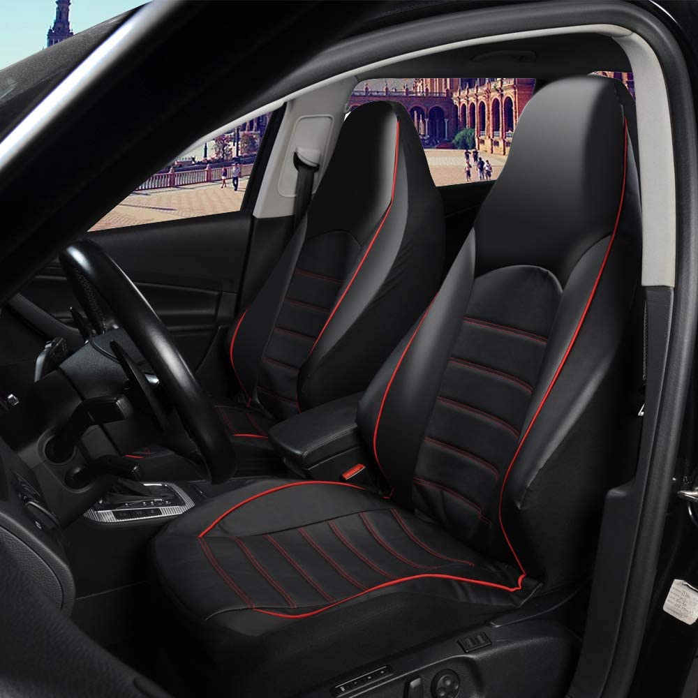 Universal PU Leather Front Car Seat Covers Fashion Style High Back Bucket Auto Seat Cushions Auto Interior Car Seat Protector