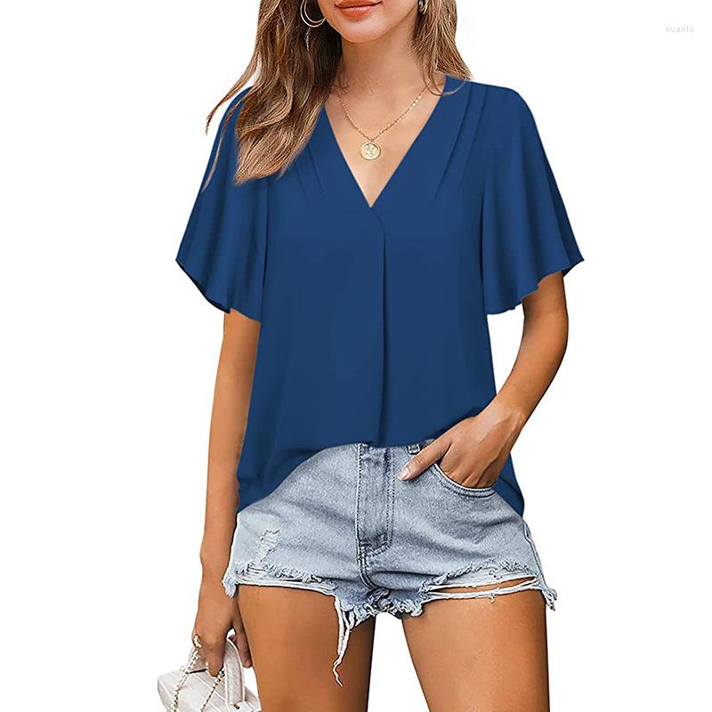 Women's Blouses Women Fashion 2023 Summer Clothing Casual V Neck Short Sleeve Solid Color Office Ladies Loose Chiffon Shirts Tunic Tops, Style3
Women's Blouses Women Fashion 2023 Summer Clothing Casual V Neck Short Sleeve Solid Color Office Ladies Loose Chiffon Shirts Tunic Tops, Style3