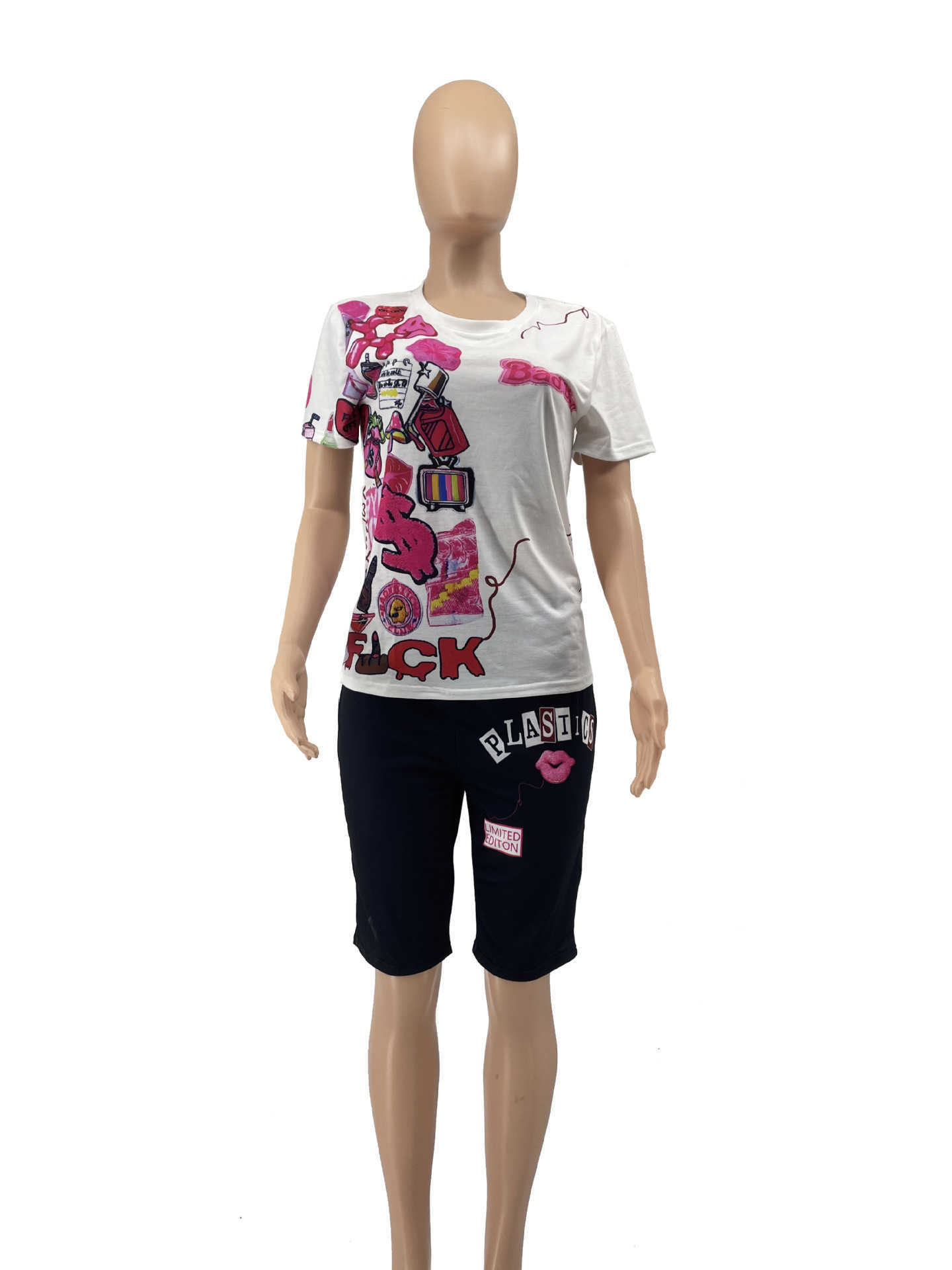 2023 womens tracksuits for summer sport suits fashion printing T-shirt shorts two-piece set