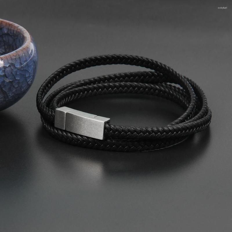 Strand Fashion Genuine Black Leather Bracelets Men Stainless Steel Multilayer Braided Rope For Male Female Jewelry
Strand Fashion Genuine Black Leather Bracelets Men Stainless Steel Multilayer Braided Rope For Male Female Jewelry