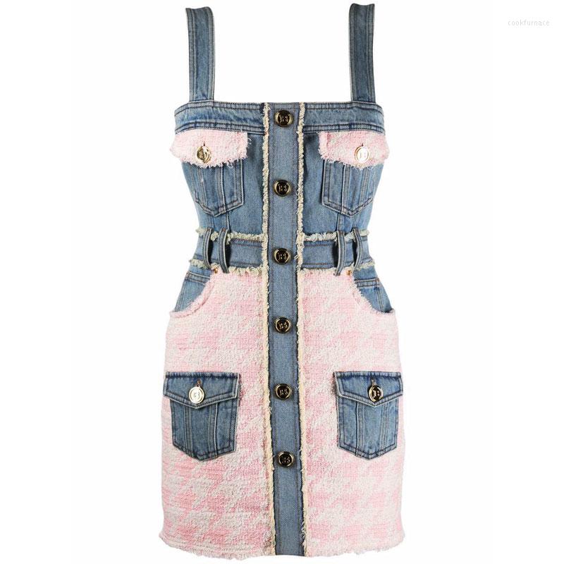 Casual Dresses Houndstooth Stitching Denim Dress Women' Sleeveless Suspender Skirt Slim Fit And Bag Hip, Blue
Casual Dresses Houndstooth Stitching Denim Dress Women' Sleeveless Suspender Skirt Slim Fit And Bag Hip, Blue
