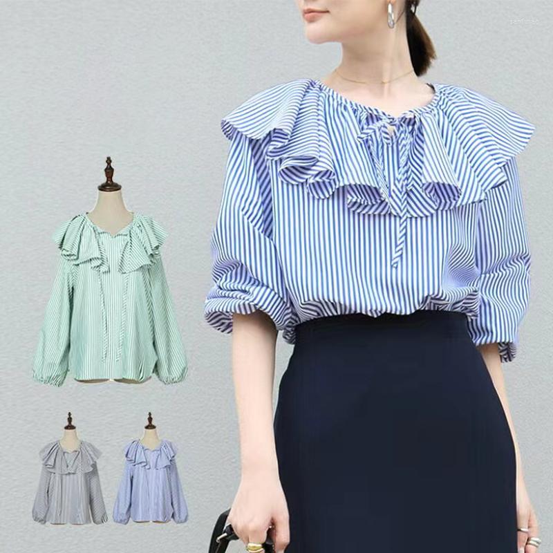 Women's Blouses Blue Striped Ruffles Collar Blouse Women Spring Summer Loose Tops Office Lady Lantern Sleeve Shirts Elegant Womens, Green
Women's Blouses Blue Striped Ruffles Collar Blouse Women Spring Summer Loose Tops Office Lady Lantern Sleeve Shirts Elegant Womens, Green