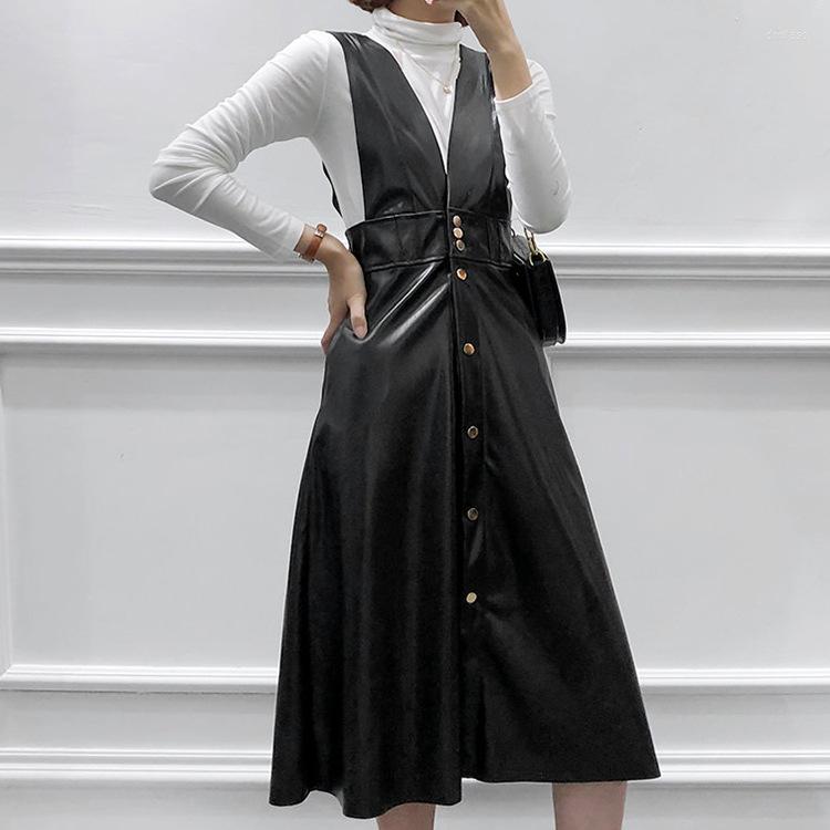 Casual Dresses 2023 Autumn And Winter Black PU Leather Summer Dress V-neck Sleeveless Strapless Artificial Fashion Temperament
Casual Dresses 2023 Autumn And Winter Black PU Leather Summer Dress V-neck Sleeveless Strapless Artificial Fashion Temperament