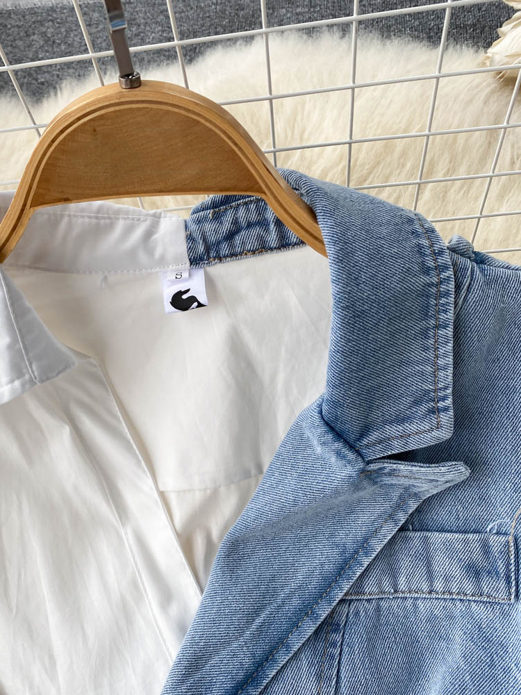 Casual Dresses XFPV Women's Irregular Long Sleeved Stitching Denim Temperament Dress Female Temperament Sweet Korea Chic Summer SM3272 230316