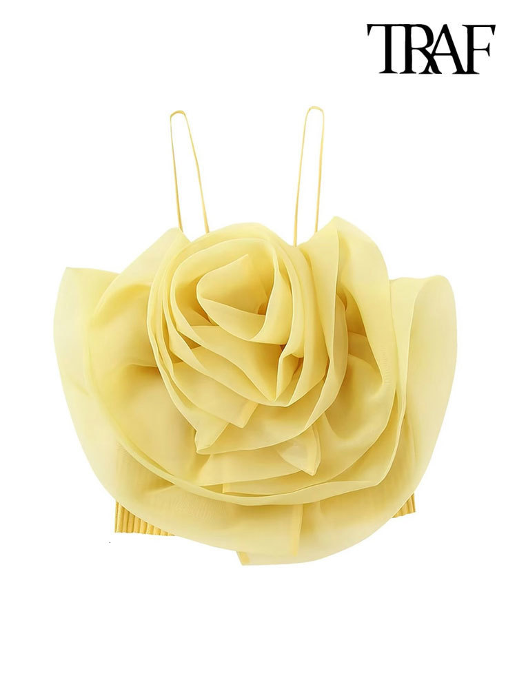 Women's Tanks Camis TRAF Women Sexy Fashion With Organza Flower Cropped Tank Tops Vintage Straight Neck Thin Straps Female Camis Mujer 230316, Gold
Women's Tanks Camis TRAF Women Sexy Fashion With Organza Flower Cropped Tank Tops Vintage Straight Neck Thin Straps Female Camis Mujer 230316, Gold