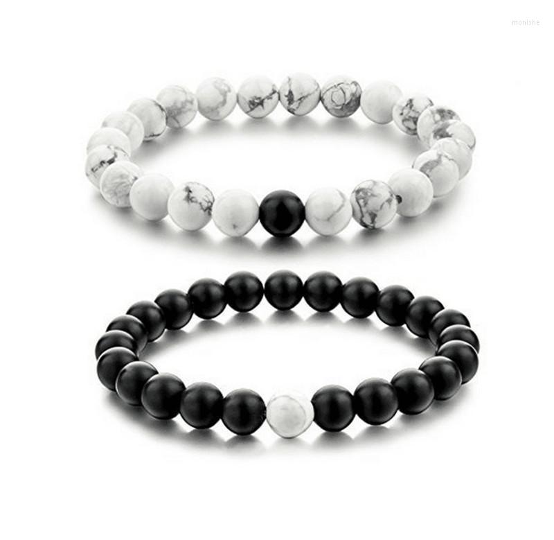 Strand Fashion Men Black And White Stone Beads Bracelet 
Strand Fashion Men Black And White Stone Beads Bracelet