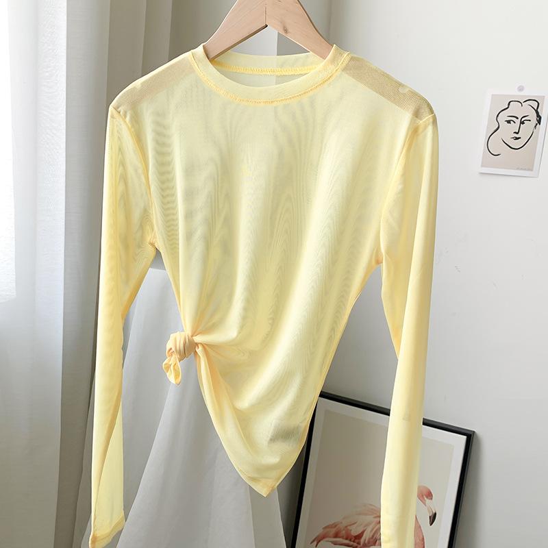 Women's T Shirts Spring And Summer Korean Screen Bottomed Shirt Ice Silk With Perspective Slim Top Sunscreen Long Sleeve Women'sWomen's, Black
Women's T Shirts Spring And Summer Korean Screen Bottomed Shirt Ice Silk With Perspective Slim Top Sunscreen Long Sleeve Women'sWomen's, Black
