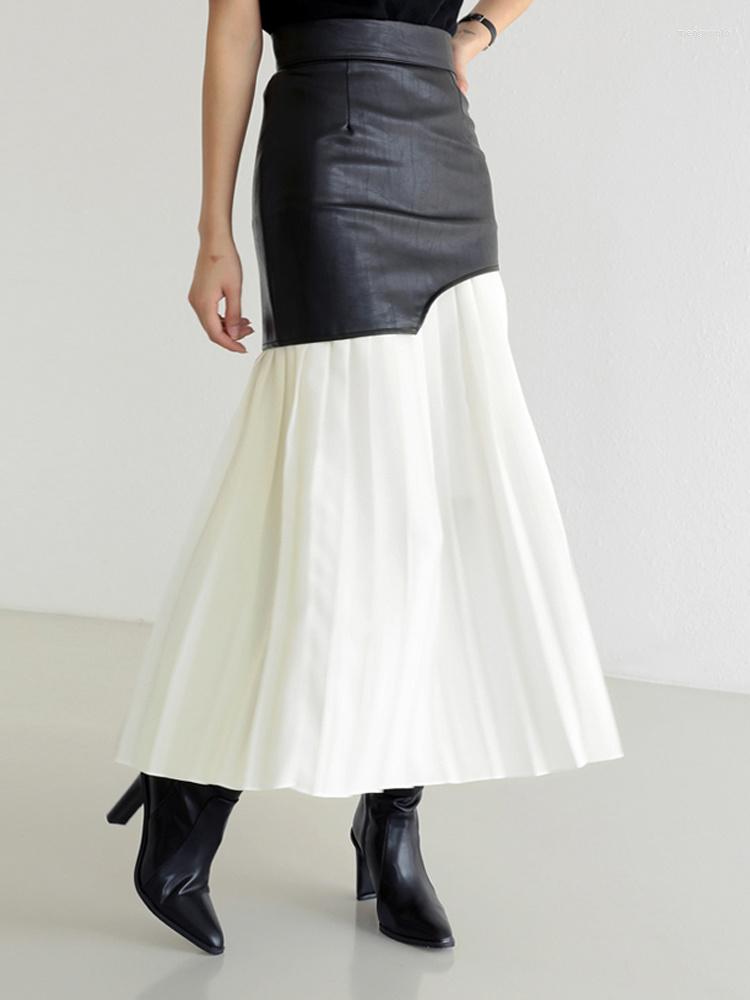 Skirts Casual Patchwork Pu Skirt For Women High Waist Folds Pleated Midi Chiffon Female 2023 Summer Autumn Fashion Clothing, Black
Skirts Casual Patchwork Pu Skirt For Women High Waist Folds Pleated Midi Chiffon Female 2023 Summer Autumn Fashion Clothing, Black