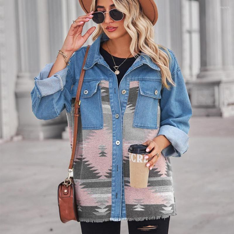 Women's Jackets Retro Denim Stitching Jacket Coat 2023 Aztec Ethnic Style Patchwork Ladies Big Pocket Single Breasted
Women's Jackets Retro Denim Stitching Jacket Coat 2023 Aztec Ethnic Style Patchwork Ladies Big Pocket Single Breasted