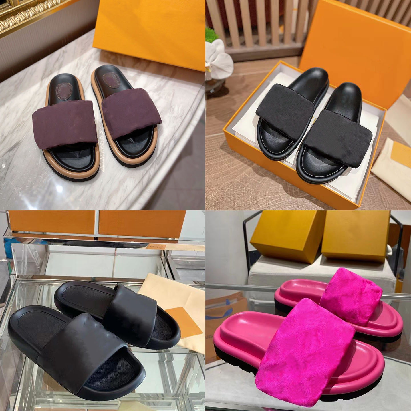 POOL PILLOW COMFORT Slippers Designers Sandals Smooth Calfkin Slides Pillow Sandal Rubbe Leather Slipper
POOL PILLOW COMFORT Slippers Designers Sandals Smooth Calfkin Slides Pillow Sandal Rubbe Leather Slipper