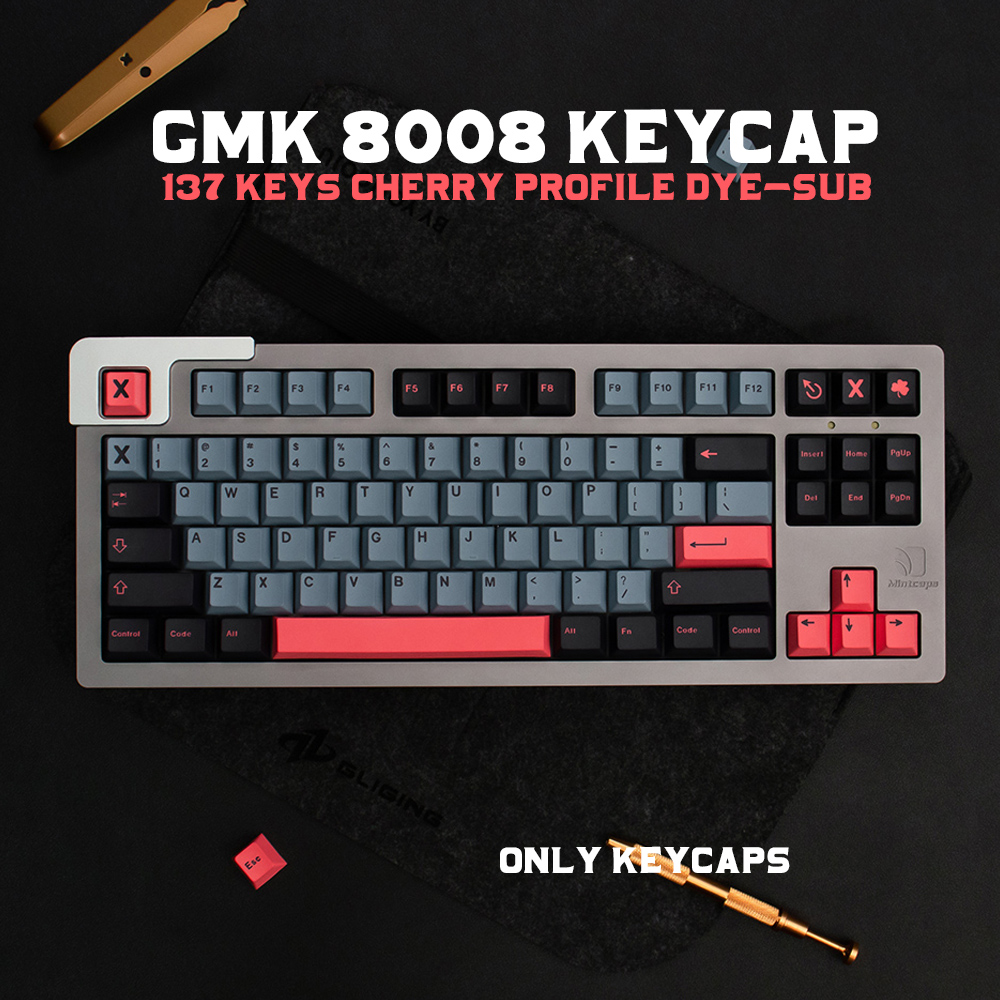 GMK 8008 Large Set Cherry Profile PBT Keycap DYE-SUB English Custom Personality Keycaps For Mechanical Keyboard 61/64/68/75