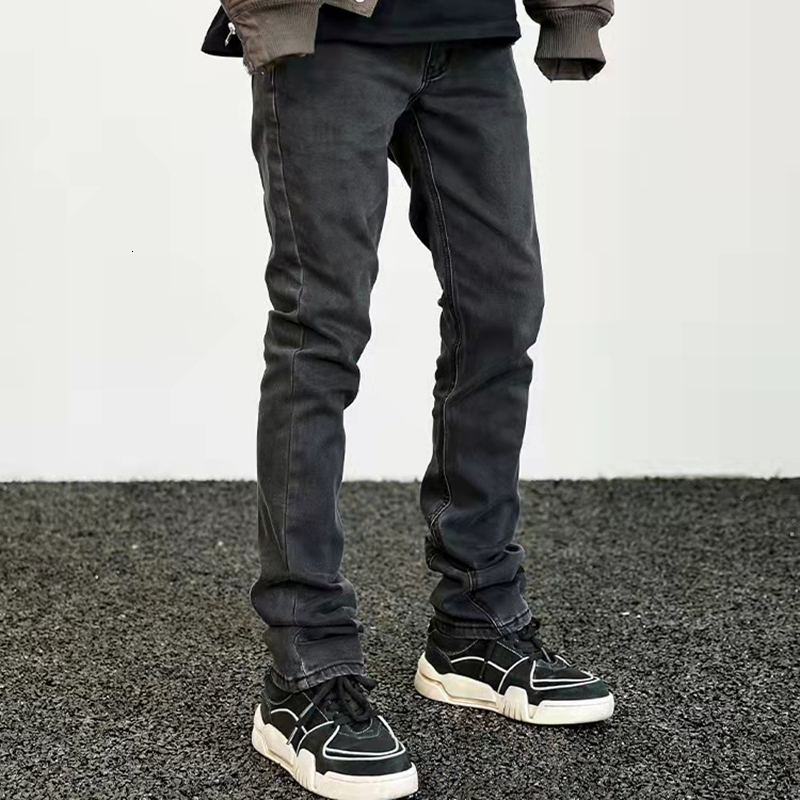 Men's Jeans Hip Hop Straight Retro Washed Solid Jeans for Men Harajuku Pockets Ripped Streetwear Casual Oversized Denim Trousers 230316