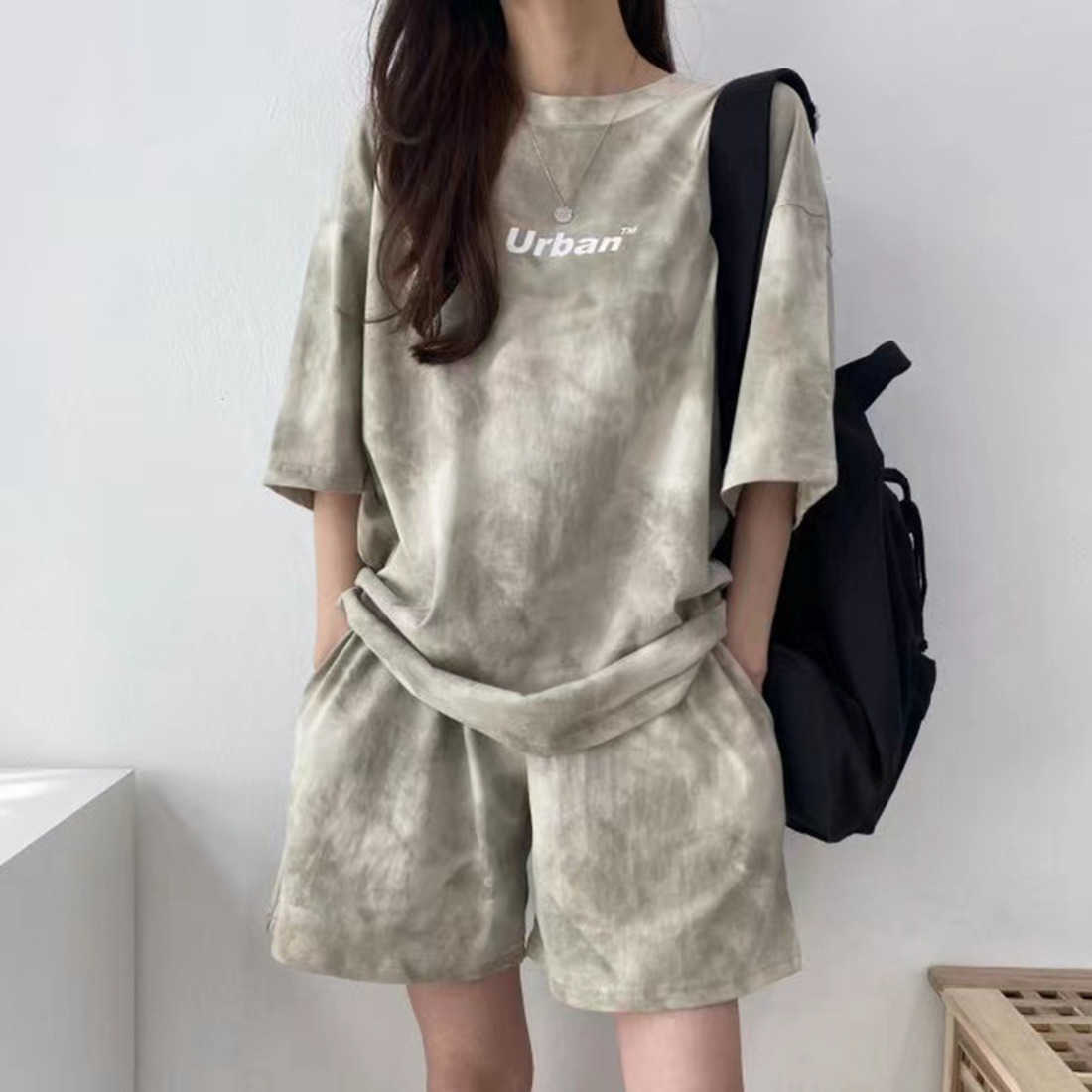 women 2023 tracksuits sport suits Tie-dyed short-sleeved shorts for two-piece summer fashion loose casual sportswear suit