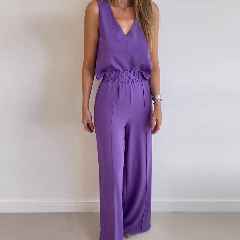 Women' Tracksuits Elegant Sleeveless Loose Two Piece Sets Women Fashion High Waist Solid Suits Sexy V-neck Pullover Tops And Wide Leg Pant, 03 blue
Women' Tracksuits Elegant Sleeveless Loose Two Piece Sets Women Fashion High Waist Solid Suits Sexy V-neck Pullover Tops And Wide Leg Pant, 03 blue