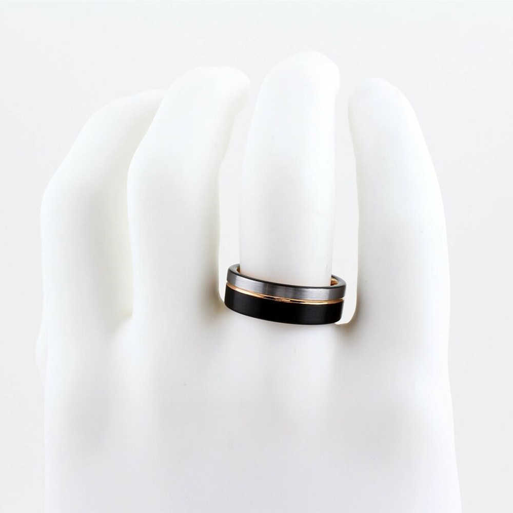Band Rings Trendy 8mm Black Tungsten Carbide Wedding Rings For Men KOA Wood Inlay Matte Tricolor Stainless Steel Rings Men Wedding Bands AA230315