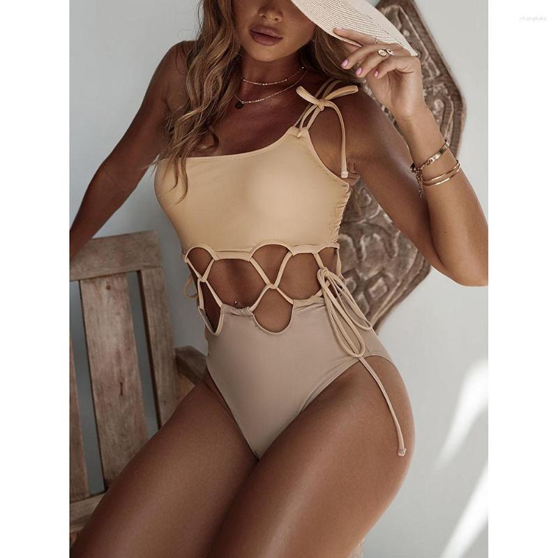 Women' Swimwear One-piece Swimsuit Women Sexy Lace Up Hollow Beach Solid One Shoulder Bathing Suits 2023, Beige
Women' Swimwear One-piece Swimsuit Women Sexy Lace Up Hollow Beach Solid One Shoulder Bathing Suits 2023, Beige