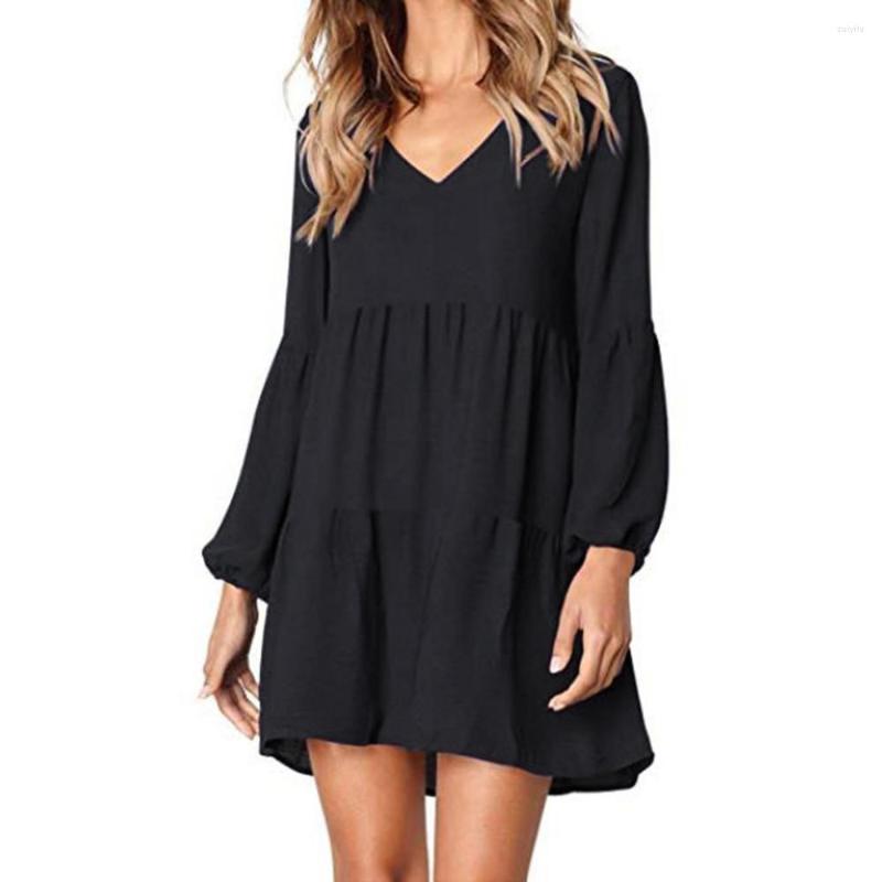 Casual Dresses Fashion Women Solid Lantern Long Sleeve V-Neck Draped Knee-Length Dress Female Polyester Voile 2023 Summer Style, Beige
Casual Dresses Fashion Women Solid Lantern Long Sleeve V-Neck Draped Knee-Length Dress Female Polyester Voile 2023 Summer Style, Beige
