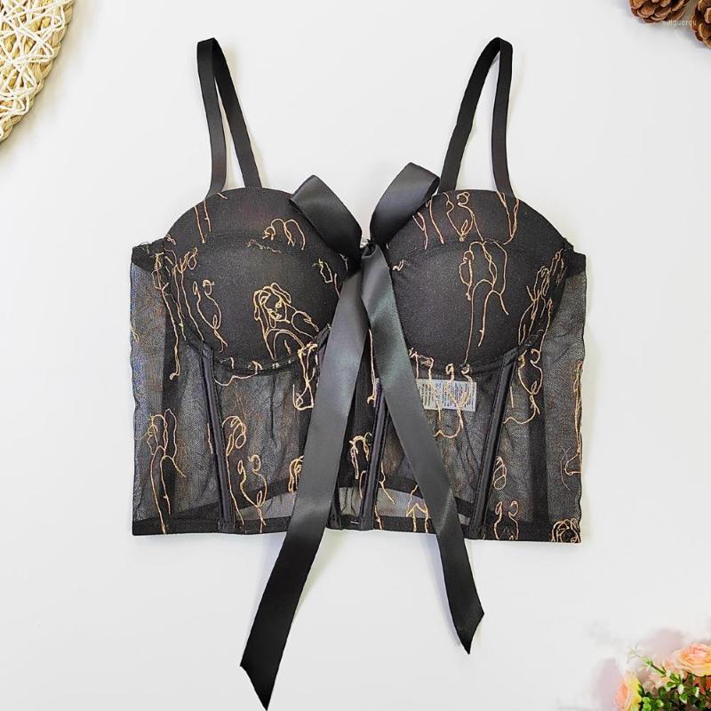Women' Tanks Women Fashion Sexy Bow Perspective Thin Fishbone Bra Embroidery Camis Sleeveless Short Bustier Corset Crop Tops E687, Black
Women' Tanks Women Fashion Sexy Bow Perspective Thin Fishbone Bra Embroidery Camis Sleeveless Short Bustier Corset Crop Tops E687, Black