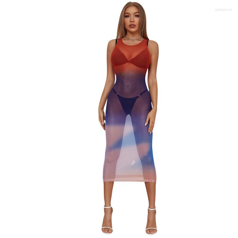 Casual Dresses Mesh See Through Y2K Color Blocking Maxi Dress For Women Sexy Round Neck Sleeveless Gradient Body-Shaping Clubwear Female, Red
Casual Dresses Mesh See Through Y2K Color Blocking Maxi Dress For Women Sexy Round Neck Sleeveless Gradient Body-Shaping Clubwear Female, Red