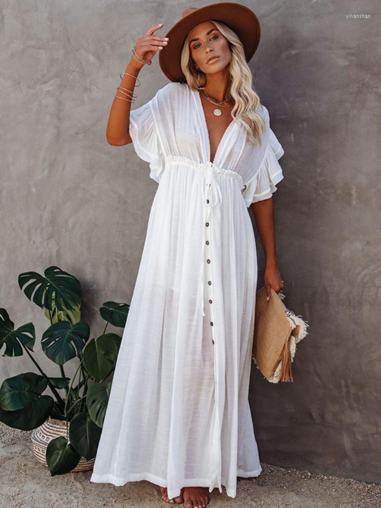 Women's Swimwear Beach Dress Maxi Women Summer Ruffle Sleeve Deep V Neck Solid Elegant Bohemian Wedding Outfits Bikini Cover Up Robe, Black beach dress
Women's Swimwear Beach Dress Maxi Women Summer Ruffle Sleeve Deep V Neck Solid Elegant Bohemian Wedding Outfits Bikini Cover Up Robe, Black beach dress
