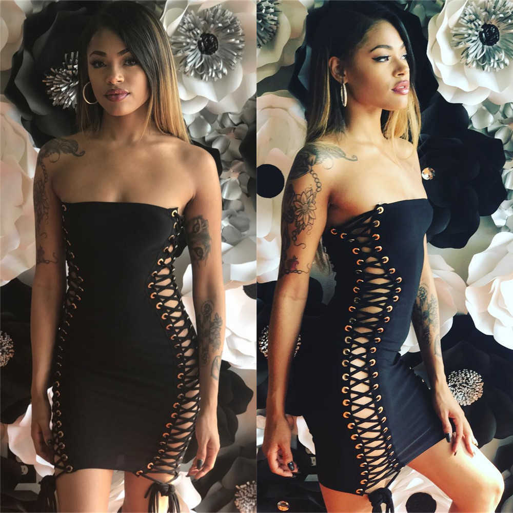 New 2024 womens summer women new sexy halter double side lace up casual dresses for dress fashions dressed