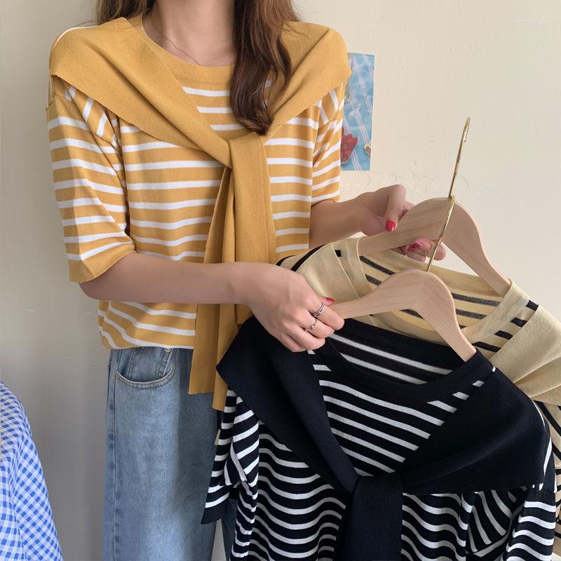Women's T Shirts Woman TShirts Summer Stripes Short-Sleeved Top For Shawl Sweater Women Crop Mujer Camisetas, 9391dark apricot
Women's T Shirts Woman TShirts Summer Stripes Short-Sleeved Top For Shawl Sweater Women Crop Mujer Camisetas, 9391dark apricot