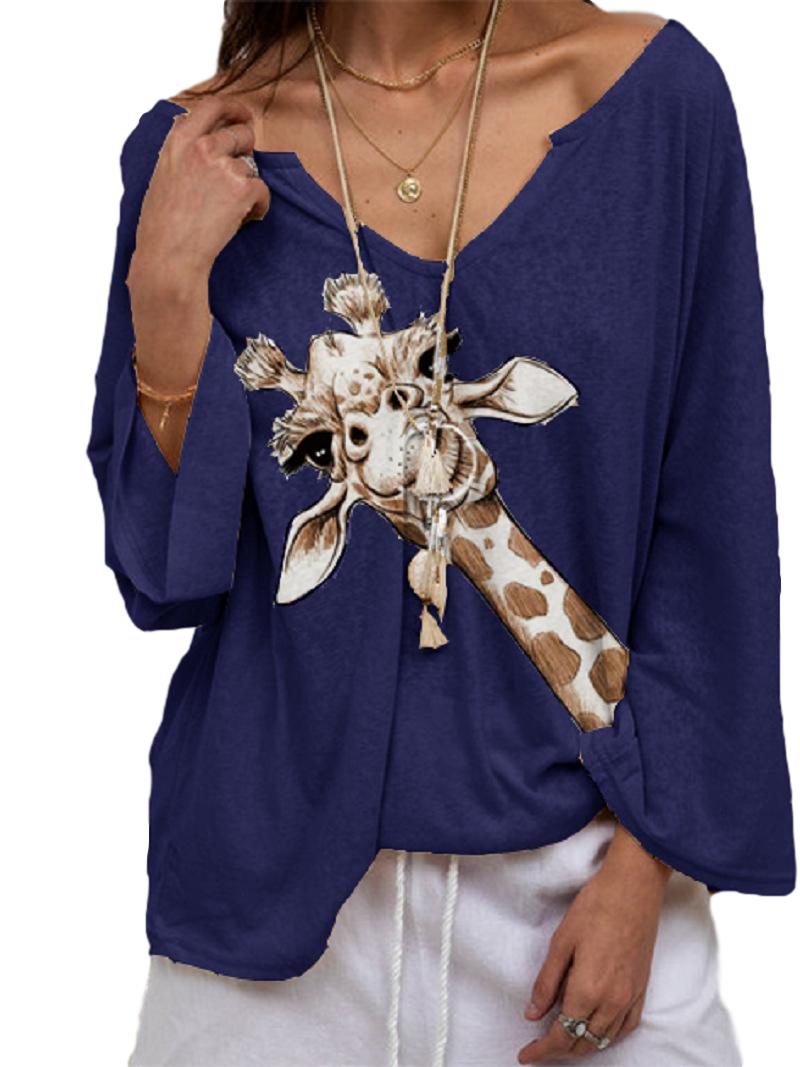 Women's T Shirts Giraffe Print Casual Women Autumn Long Sleeve Tshirt V Neck Loose Harajuku Tee Shirt Femme Korean Clothing Y1188A, Black
Women's T Shirts Giraffe Print Casual Women Autumn Long Sleeve Tshirt V Neck Loose Harajuku Tee Shirt Femme Korean Clothing Y1188A, Black
